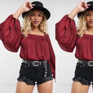 NWT FREE PEOPLE Another Round Bodysuit in Pomegranate Wine